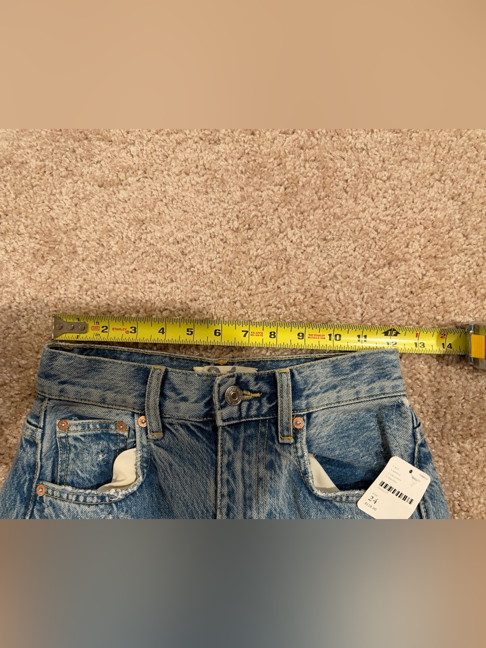 Free People We The Free Wide Leg Distressed Jeans Light Wash Size 24 NWT - Picture 5 of 8